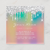 メイクアップアーティストプロフェッショナルまつげドリップグラデーション スクエア名刺 (裏面)