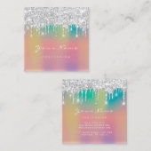 メイクアップアーティストプロフェッショナルまつげドリップグラデーション スクエア名刺 (正面/裏面)