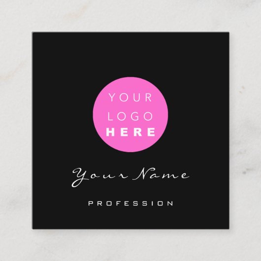 メイクアップアーティストプロフェッショナルまつ毛シンプルピンク スクエア名刺 (正面)