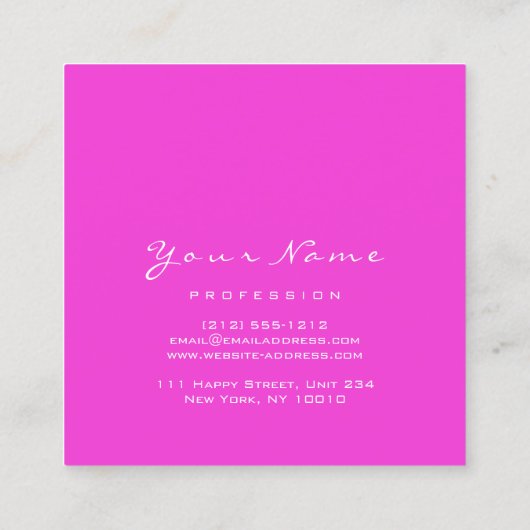 メイクアップアーティストプロフェッショナルまつ毛シンプルピンク スクエア名刺 (裏面)
