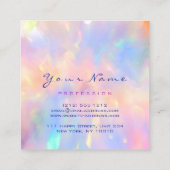 メイクアップアーティストプロフェッショナルまつ毛ピンクホログラフ スクエア名刺 (裏面)