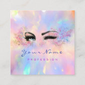 メイクアップアーティストプロフェッショナルまつ毛ホログラフィック スクエア名刺 (正面)