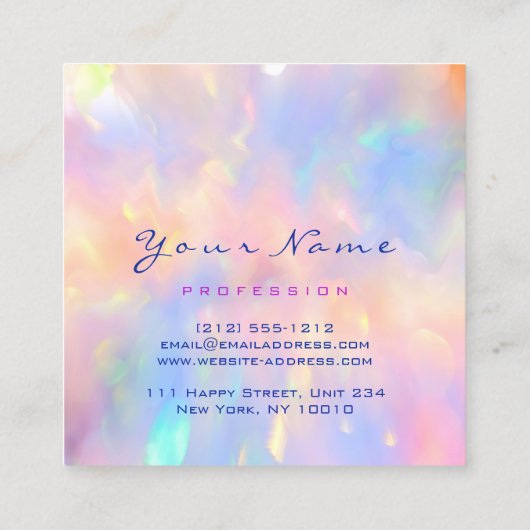 メイクアップアーティストプロフェッショナルまつ毛ホログラフィック スクエア名刺 (裏面)