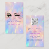 メイクアップアーティストプロフェッショナルまつ毛ホログラフQR 名刺 (正面/裏面)