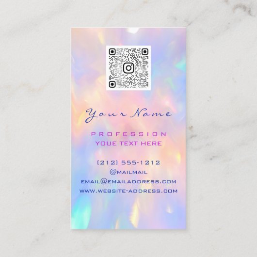 メイクアップアーティストプロフェッショナルまつ毛ホログラフQR 名刺 (裏面)