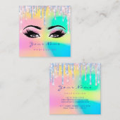 メイクアップアーティストプロフェッショナルアイアッシュホログラフィードリップ スクエア名刺 (正面/裏面)