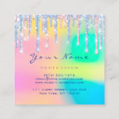 メイクアップアーティストプロフェッショナルアイアッシュホログラフィードリップ スクエア名刺 (裏面)