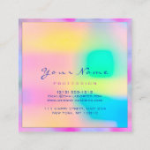 メイクアップアーティストプロフェッショナルアイアッシュホログラフィーピンク スクエア名刺 (裏面)