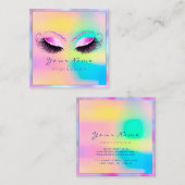 メイクアップアーティストプロフェッショナルアイアッシュホログラフピンキー スクエア名刺 (正面/裏面)