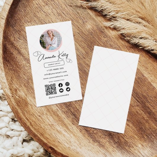 メイクアップアーティストプロフェッショナルスキャン可能QRコード 名刺