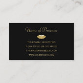 メイクアップアーティストプロフェッショナルブラックストライプ金ゴールド唇 名刺 (裏面)