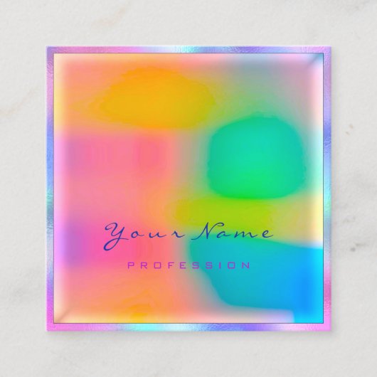 メイクアップアーティストプロフェッショナルモダンホクミニマルラップ スクエア名刺 (正面)