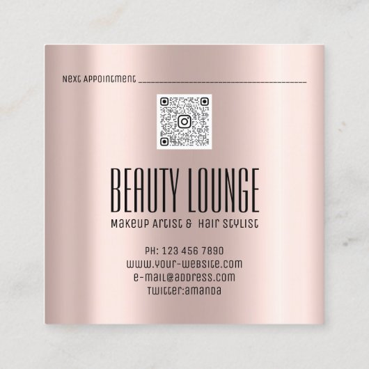 メイクアップアーティストヘアアイドラックスバラQRコード スクエア名刺 (裏面)
