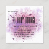 メイクアップアーティストヘアアイドラッシュグリッターピンクブラシ スクエア名刺 (裏面)