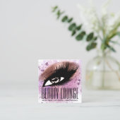 メイクアップアーティストヘアアイドラッシュグリッターピンクブラシ スクエア名刺 (スタンド正面)