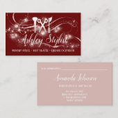 メイクアップアーティストヘアアイラッシュハサミ赤面バーガンディ 名刺 (正面/裏面)