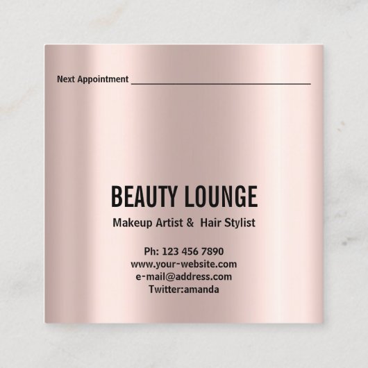 メイクアップアーティストヘアアイラッシュルクスバラプロフェッショナル スクエア名刺 (裏面)