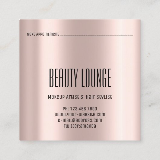 メイクアップアーティストヘアアイラッシュルクスバラプロフェッショナル スクエア名刺 (裏面)