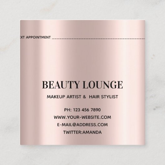 メイクアップアーティストヘアアイラッシュルクスバラプロフェッショナル スクエア名刺 (裏面)