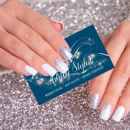 メイクアップアーティストヘアサロンまつ毛スモークブルーバラ 名刺