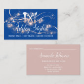 メイクアップアーティストヘアサロンまつ王室の毛ブルーバラ 名刺 (正面/裏面)