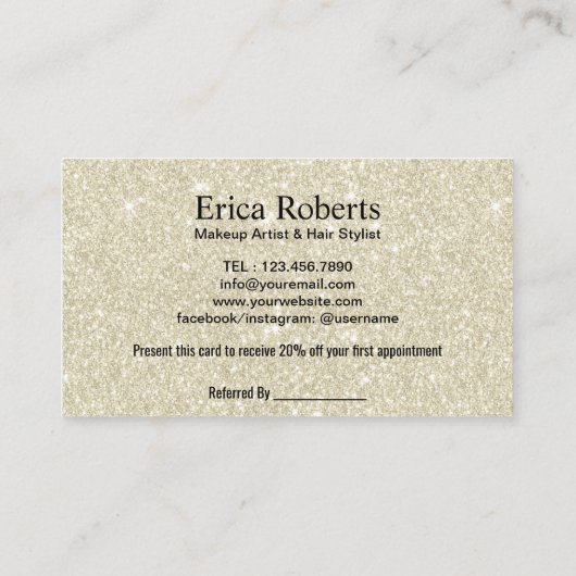 メイクアップアーティストヘアサロンエレガントアイボリー紹介 紹介カード (裏面)