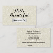 メイクアップアーティストヘアサロンエレガントアイボリー紹介 紹介カード (正面/裏面)