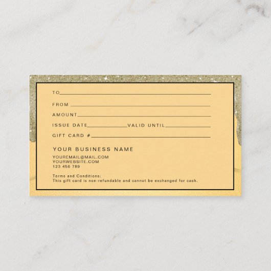 メイクアップアーティストヘアサロングリッターギフトカード 名刺 (裏面)