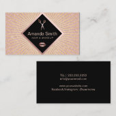 メイクアップアーティストヘアサロンシックバラ金ゴールドグリッター 名刺 (正面/裏面)