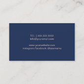 メイクアップアーティストヘアサロンシックバラ金ゴールドネイビーブルー 名刺 (裏面)