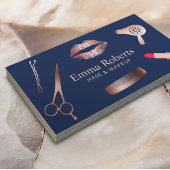 メイクアップアーティストヘアサロンシックバラ金ゴールドネイビーブルー 名刺