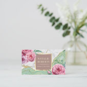 メイクアップアーティストヘアサロンシックフローラマーブルアゲート 名刺 (スタンド正面)