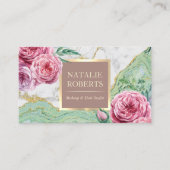 メイクアップアーティストヘアサロンシックフローラマーブルアゲート 名刺 (正面)