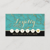 メイクアップアーティストヘアサロンターコイズ大理石ロイヤリティ ロイヤリティカード (正面)