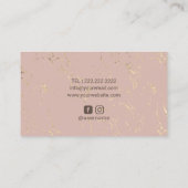 メイクアップアーティストヘアサロンピンクフローラバラ金ゴールド 名刺 (裏面)