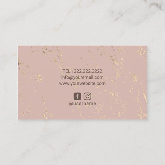 メイクアップアーティストヘアサロンピンクフローラバラ金ゴールド 名刺 (裏面)