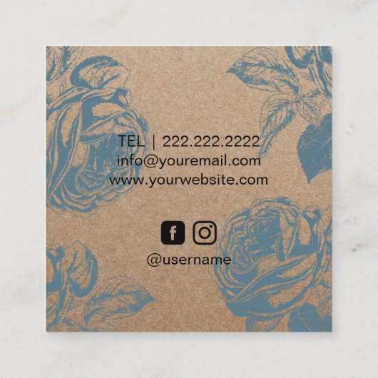 メイクアップアーティストヘアサロンフローラ素朴クラフト スクエア名刺 (裏面)