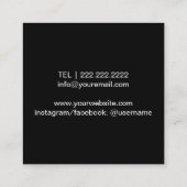 メイクアップアーティストヘアサロンモダンシルバーグリッター スクエア名刺 (裏面)