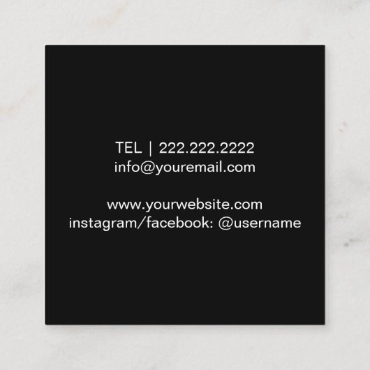 メイクアップアーティストヘアサロンモダンシルバーグリッター スクエア名刺 (裏面)