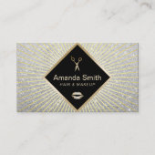 メイクアップアーティストヘアサロンモダンシルバーグリッター 名刺 (正面)