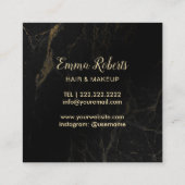 メイクアップアーティストヘアサロンモダンバラ金ゴールド&大理石 スクエア名刺 (裏面)