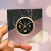 メイクアップアーティストヘアサロンモダンバラ金ゴールド&大理石 スクエア名刺