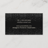 メイクアップアーティストヘアサロンモダンブラックグリッター 名刺 (裏面)