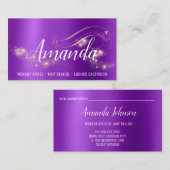 メイクアップアーティストヘアサロンラッシュイベントパープルバラ 名刺 (正面/裏面)