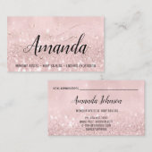 メイクアップアーティストヘアサロンラッシュイベントピンクグリッター 名刺 (正面/裏面)