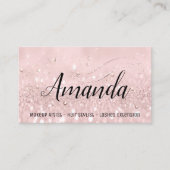 メイクアップアーティストヘアサロンラッシュイベントピンクグリッター 名刺 (正面)