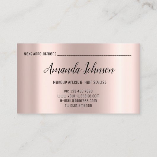 メイクアップアーティストヘアサロンラッシュイベントブロガーバラ 名刺 (裏面)