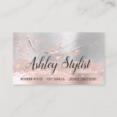 メイクアップアーティストヘアサロンラッシュエクステンションシルバー 名刺 (正面)