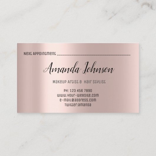 メイクアップアーティストヘアサロンラッシュエクステンションバラブロー 名刺 (裏面)