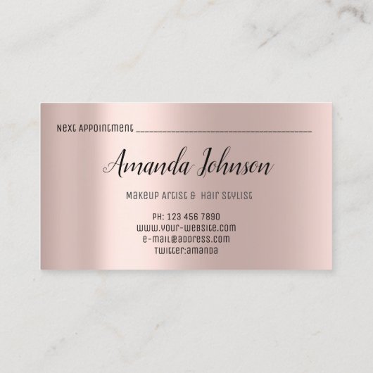 メイクアップアーティストヘアサロンラッシュエクステンションバラ 名刺 (裏面)